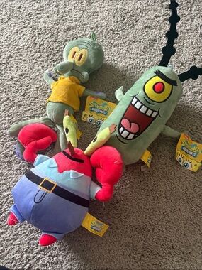 SpongeBob SquarePants Plush Set - me crabs plankton squid-ward set of 3
